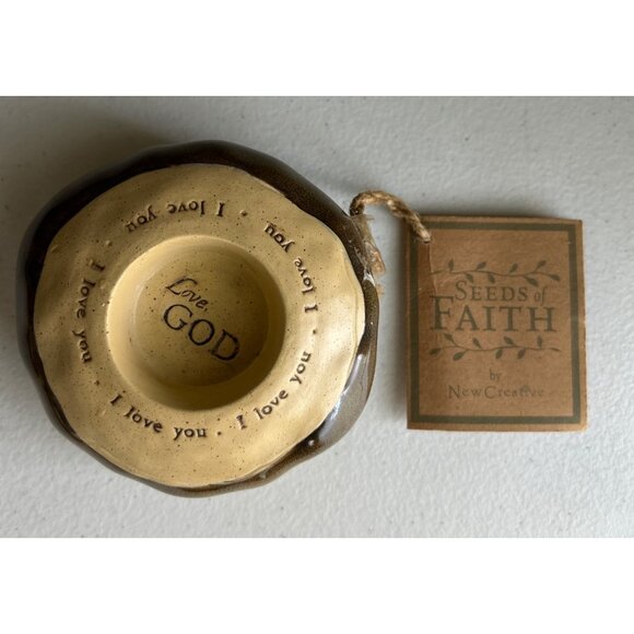 New Creative Brand Seeds Of Faith Stoneware Tea Light Holder Inspirational - Picture 1 of 4